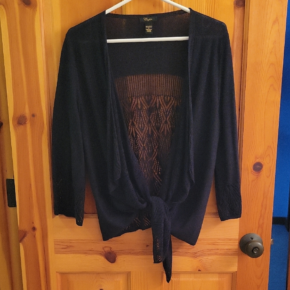 Coldwater Creek Navy Tie-Front Cardigan